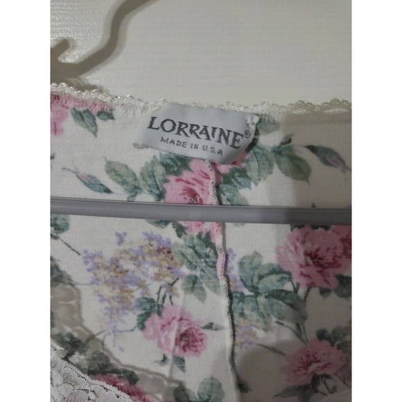 Vintage Lorraine Floral Sleeveless  Nightgown With Lace Trim, Medium - Picture 3 of 6